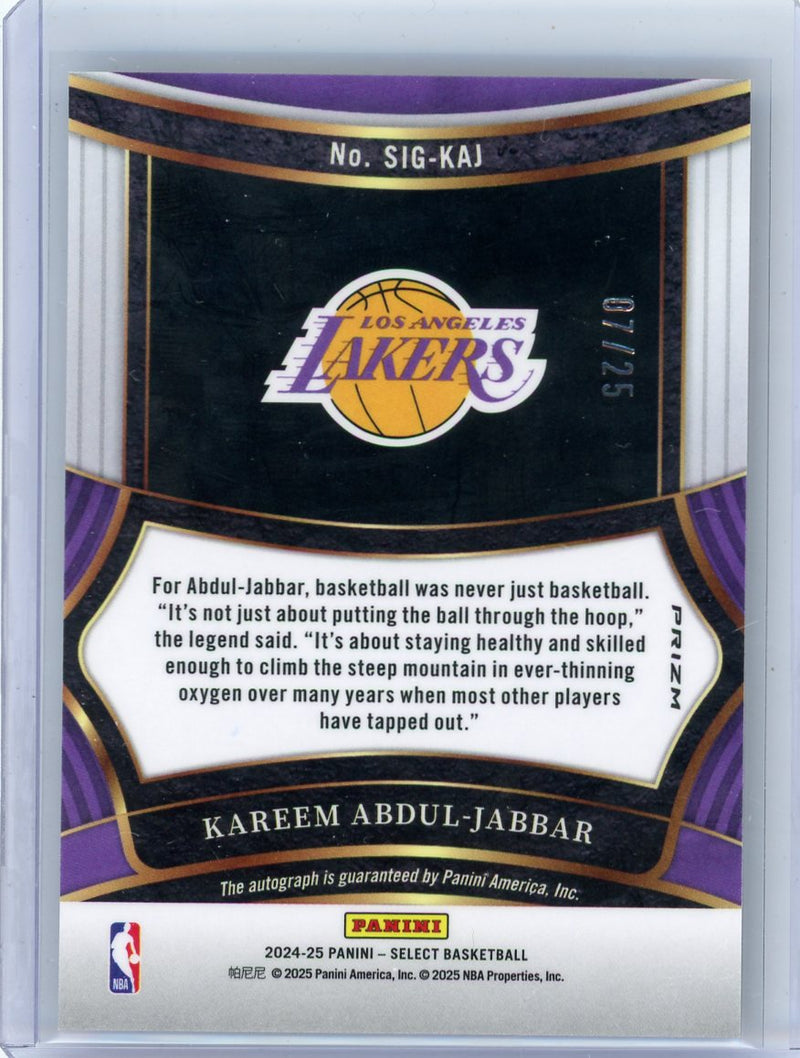Kareem Abdul-Jabbar 2024-25 Panini Select Signatures Tie Dye 