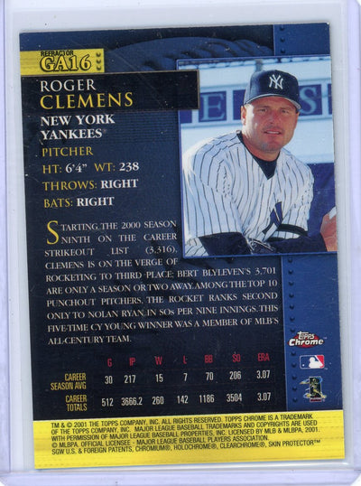 Roger Clemens 2001 Topps Chrome Golden Anniversary Golden Nuggets refractor #GA16