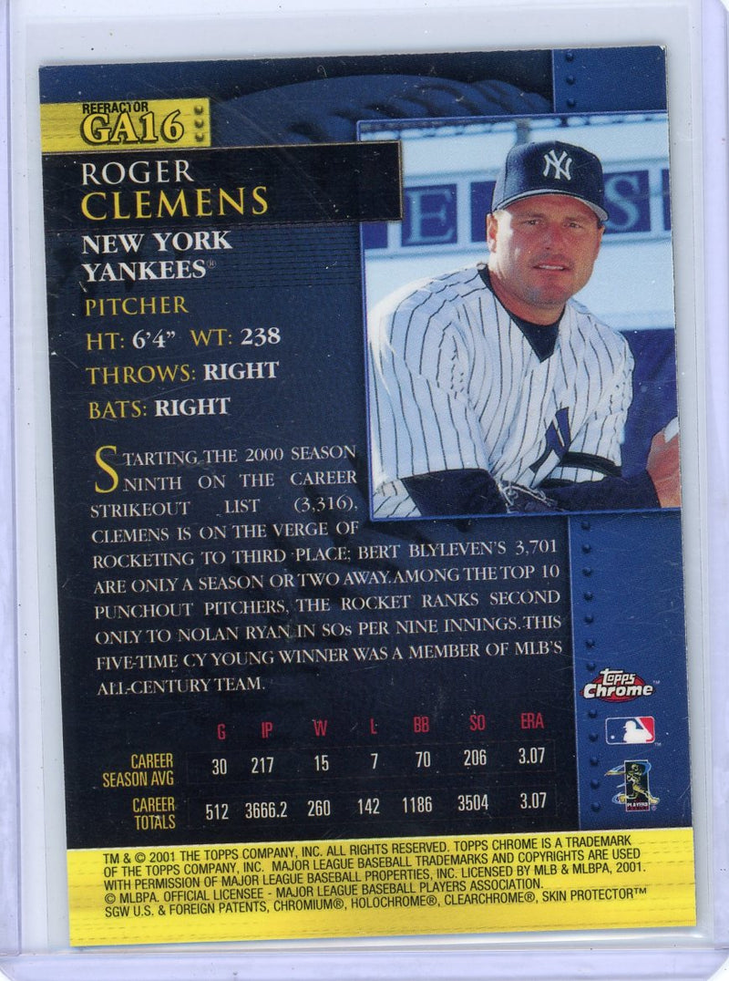 Roger Clemens 2001 Topps Chrome Golden Anniversary Golden Nuggets refractor 