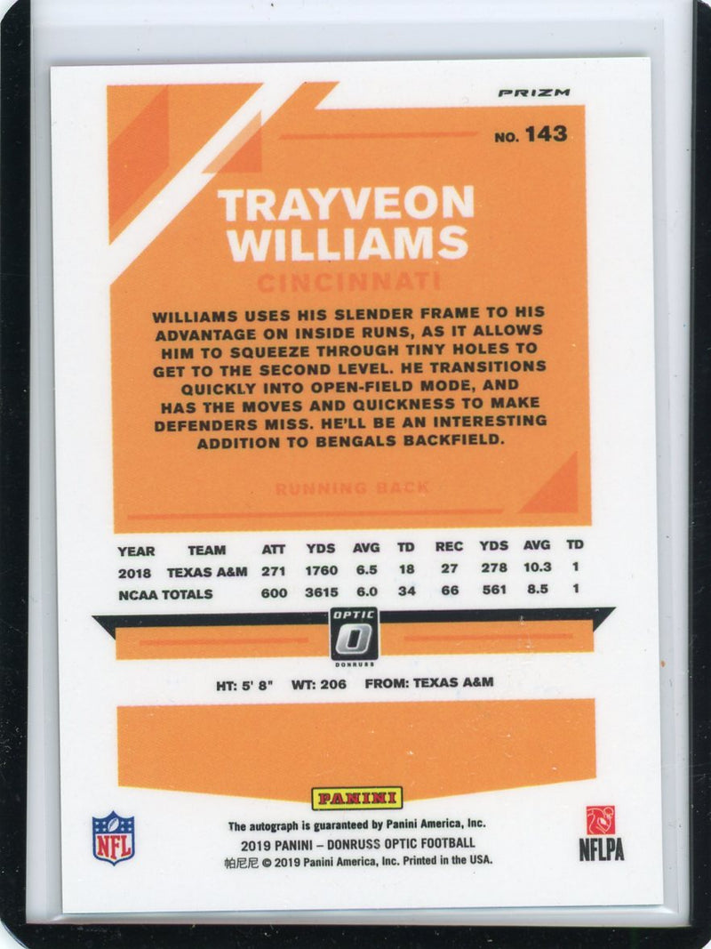 Trayveon Williams 2019 Panini Donruss Optic bronze prizm autograph rookie card