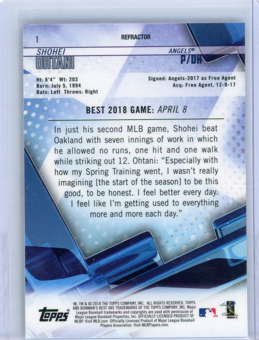 Shohei Ohtani 2018 Bowman's Best Rookie Refractor #1