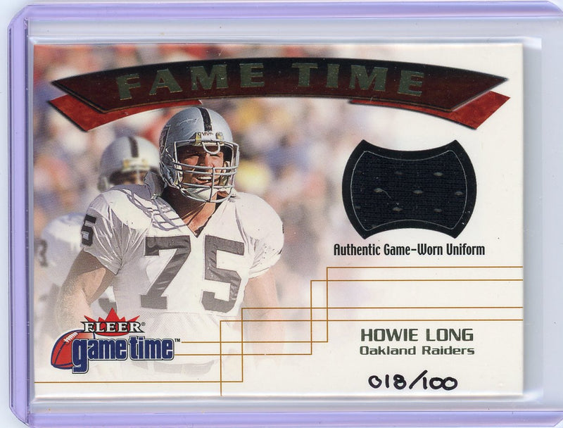 Howie Long 2001 Fleer Game Time Fame Time auth. game-used jersey relic 