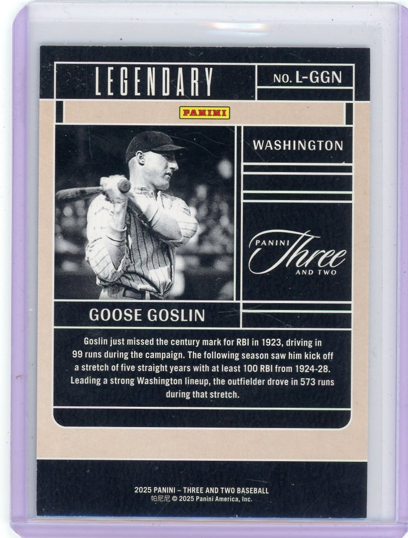 Goose Goslin 2025 Panini Three and Two Legendary Holo Silver 