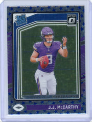 JJ McCarthy 2024 Panini Donruss Optic Stars prizm rookie card