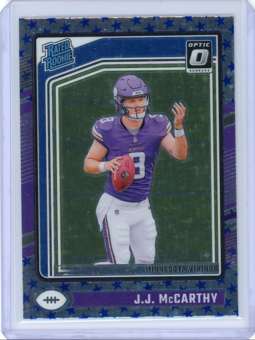JJ McCarthy 2024 Panini Donruss Optic Stars prizm rookie card