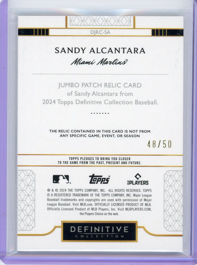 Sandy Alcantara 2024 Topps Definitive Collection Jumbo Patch Relic 