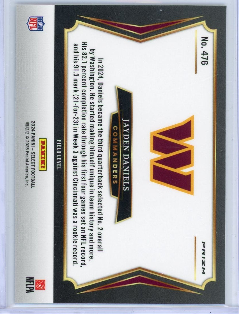 Jayden Daniels 2024 Panini Select silver prizm rookie card #476