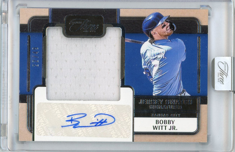 Bobby Witt Jr. 2025 Panini Three and Two Jersey Swatch Signatures 