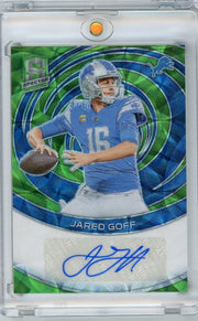 Jared Goff 2023 Panini Spectra autograph neon green prizm #'d 22/35