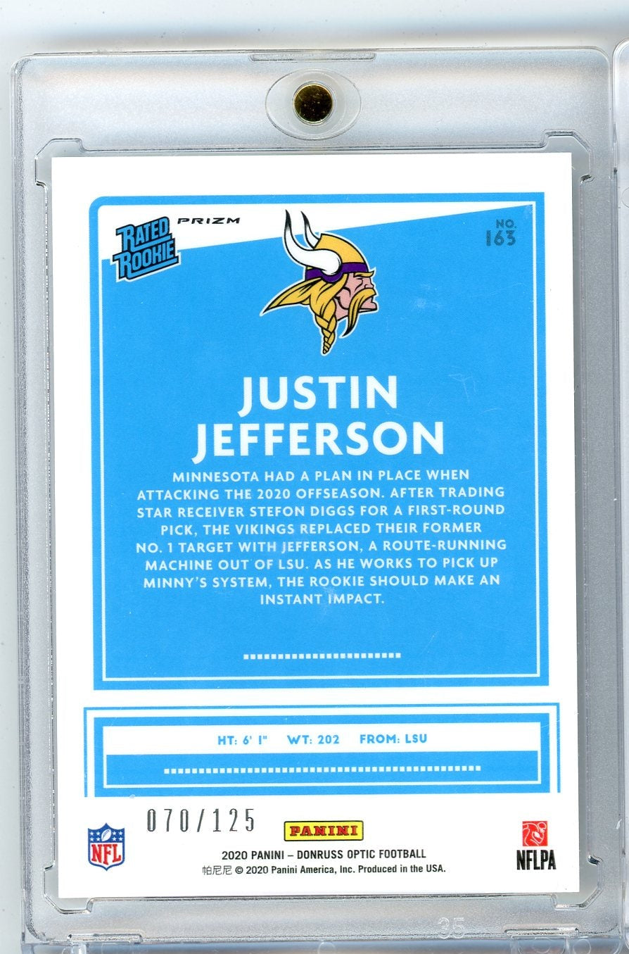 Justin Jefferson 2020 Panini Donruss Optic silver circles prizm rookie card #'d 070/125