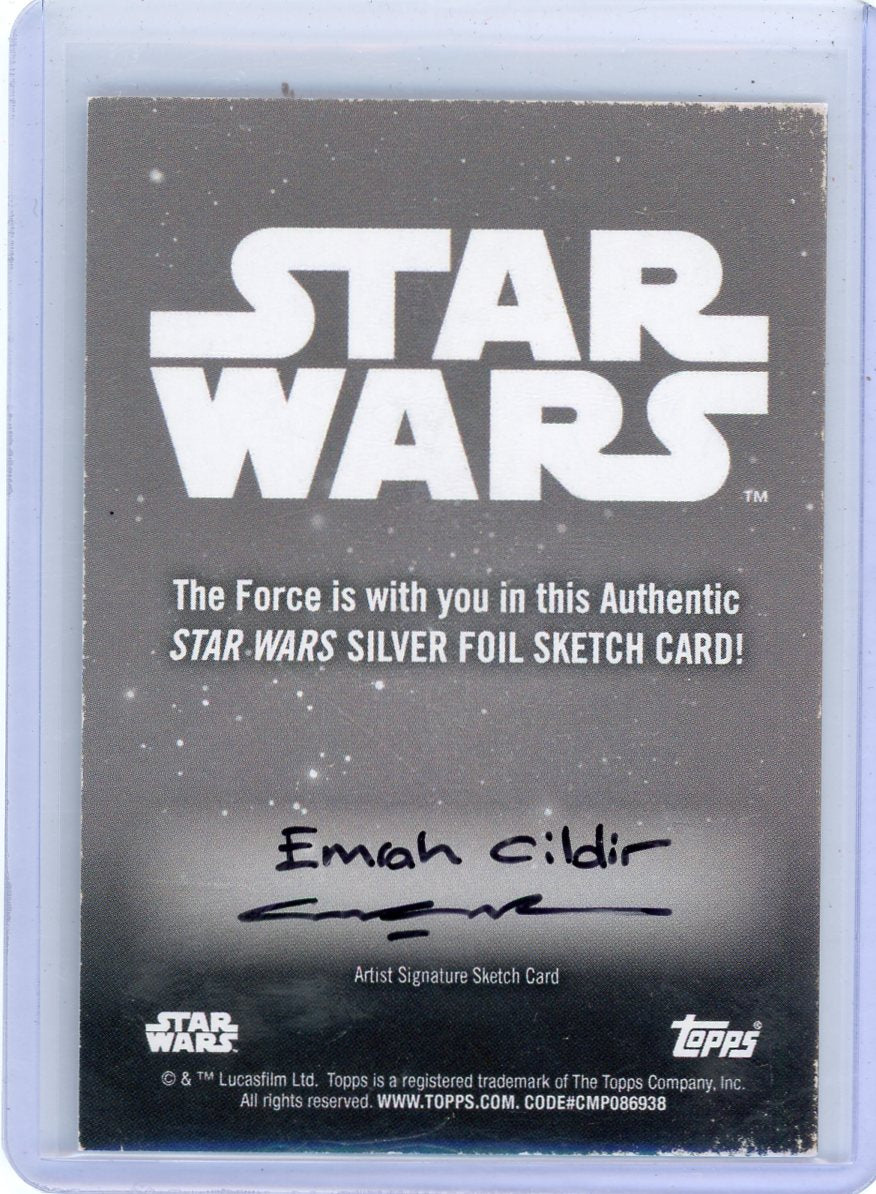 Yoda 2024 Star Wars Galaxy Silver Foil Sketch Card Emrah Cildir artist auto