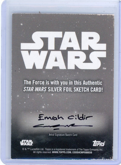 Yoda 2024 Star Wars Galaxy Silver Foil Sketch Card Emrah Cildir artist auto