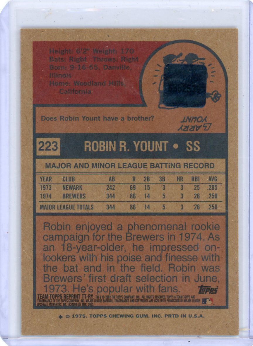 Robin Yount 2002 Team Topps Legends Autograph