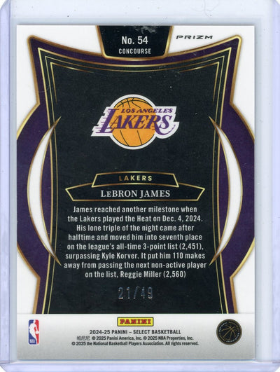 LeBron James 2024-25 Panini Select Concourse Copper Prizm #'d 21/49