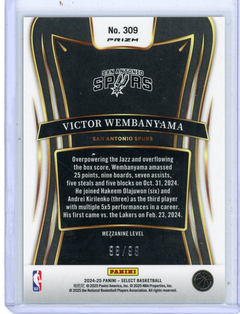 Victor Wembanyama 2024-25 Panini Select Mezzanine Purple Ice Prizm 