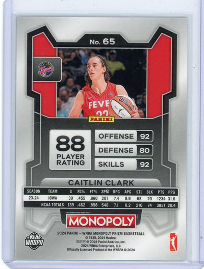 Caitlin Clark 2024 Panini Prizm Monopoly WNBA rookie card