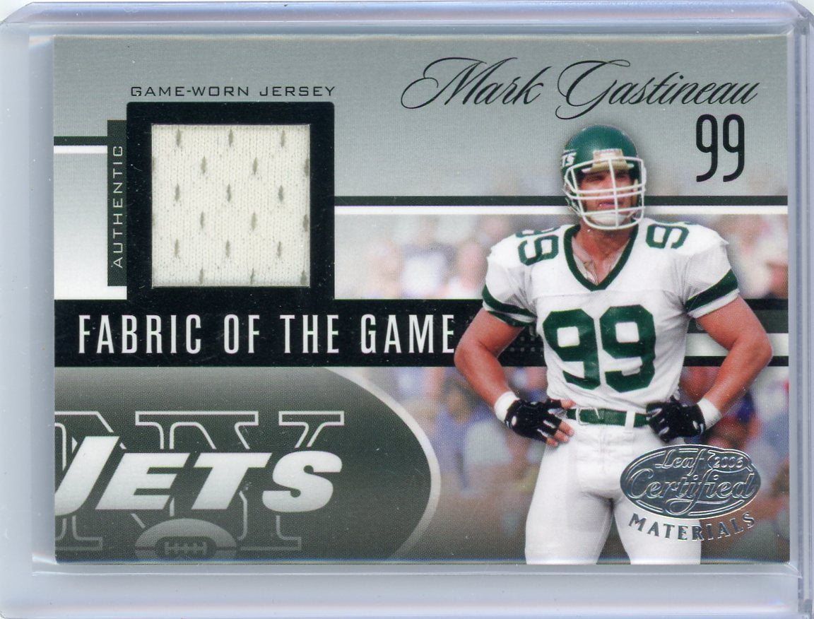Mark Gastineau 2006 Donruss Leaf Certified Materials Fabric of the Game auth. game-used jersey relic #'d 059/100