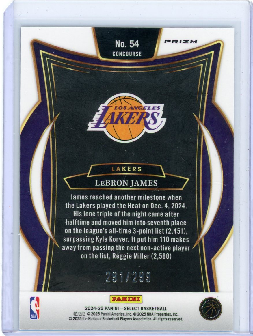 LeBron James 2024-25 Panini Select Concourse Light Blue Prizm #'d 291/299