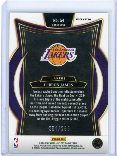 LeBron James 2024-25 Panini Select Concourse Light Blue Prizm #'d 291/299