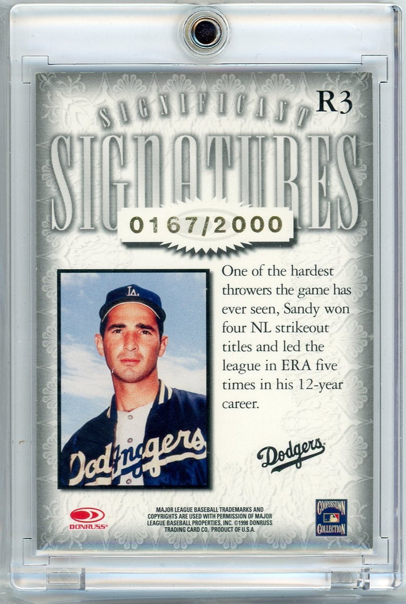 Sandy Koufax 1998 Donruss Signature Series Refractor Autograph 