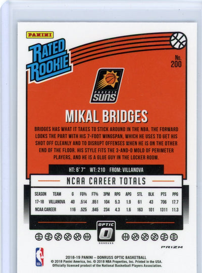 Mikal Bridges 2018 Panini Optic Shock rookie card