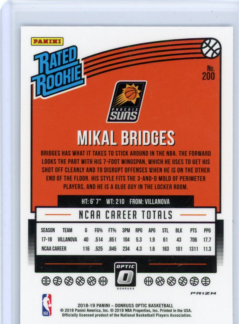 Mikal Bridges 2018 Panini Optic Shock rookie card