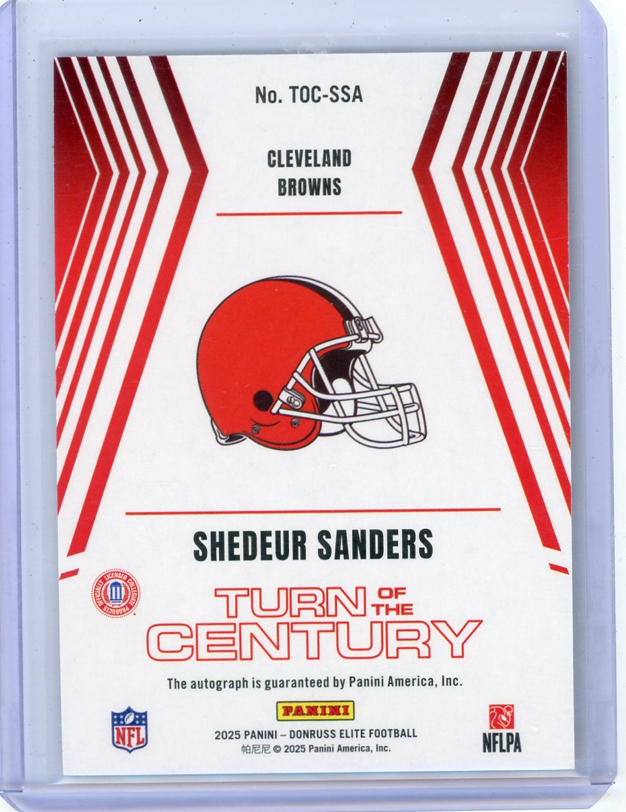 Shedeur Sanders 2025 Donruss Elite Football Turn Of The Century Rookie Autograph #'d 009/499