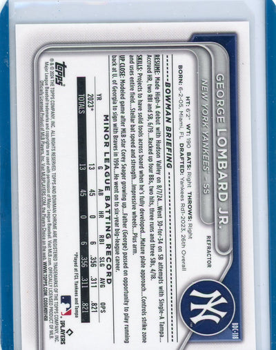 George Lombard Jr. 2024 Bowman Draft Chrome Refractor