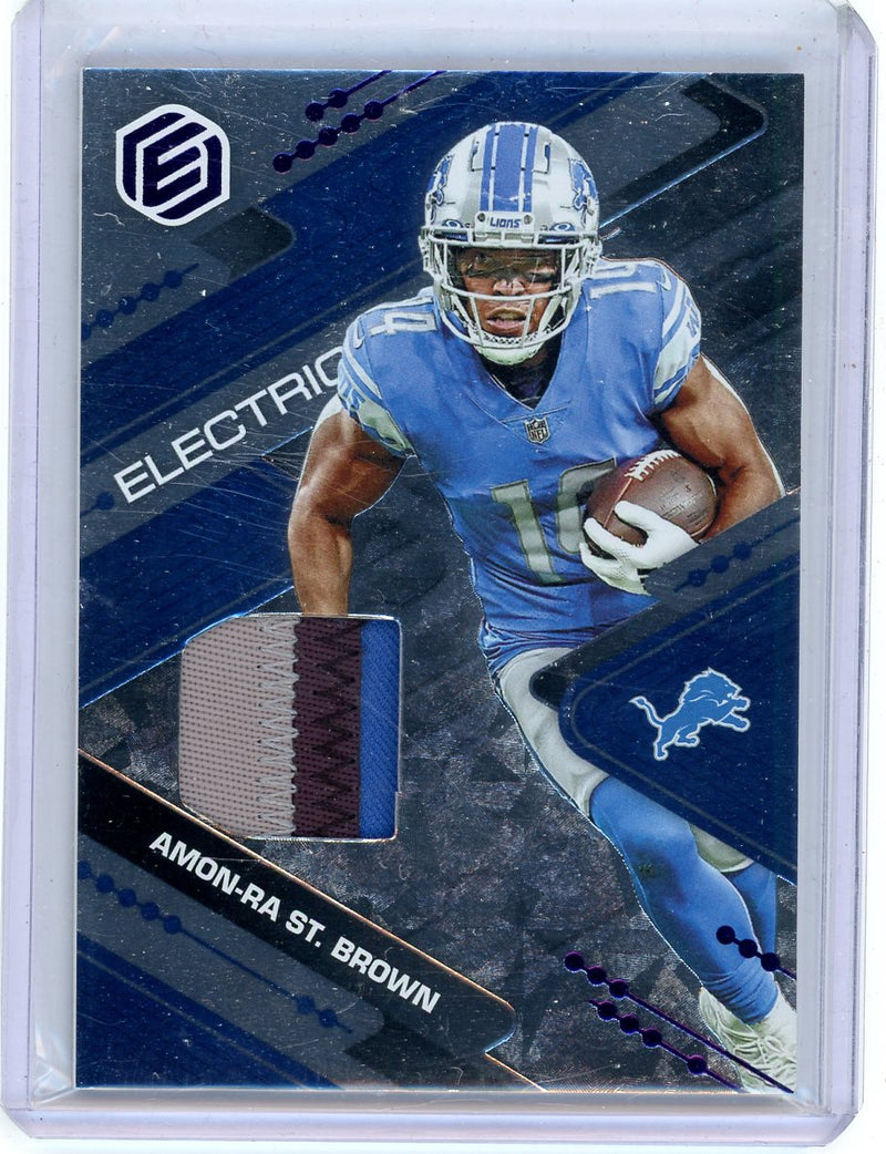 Amon-Ra St. Brown 2022 Panini Elements Electric Patch Purple 