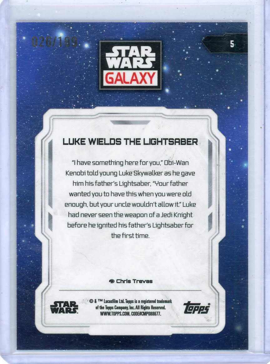 Luke Wields the Lightsaber 2024 Topps Chrome Galaxy aqua sonar #'d 026/199