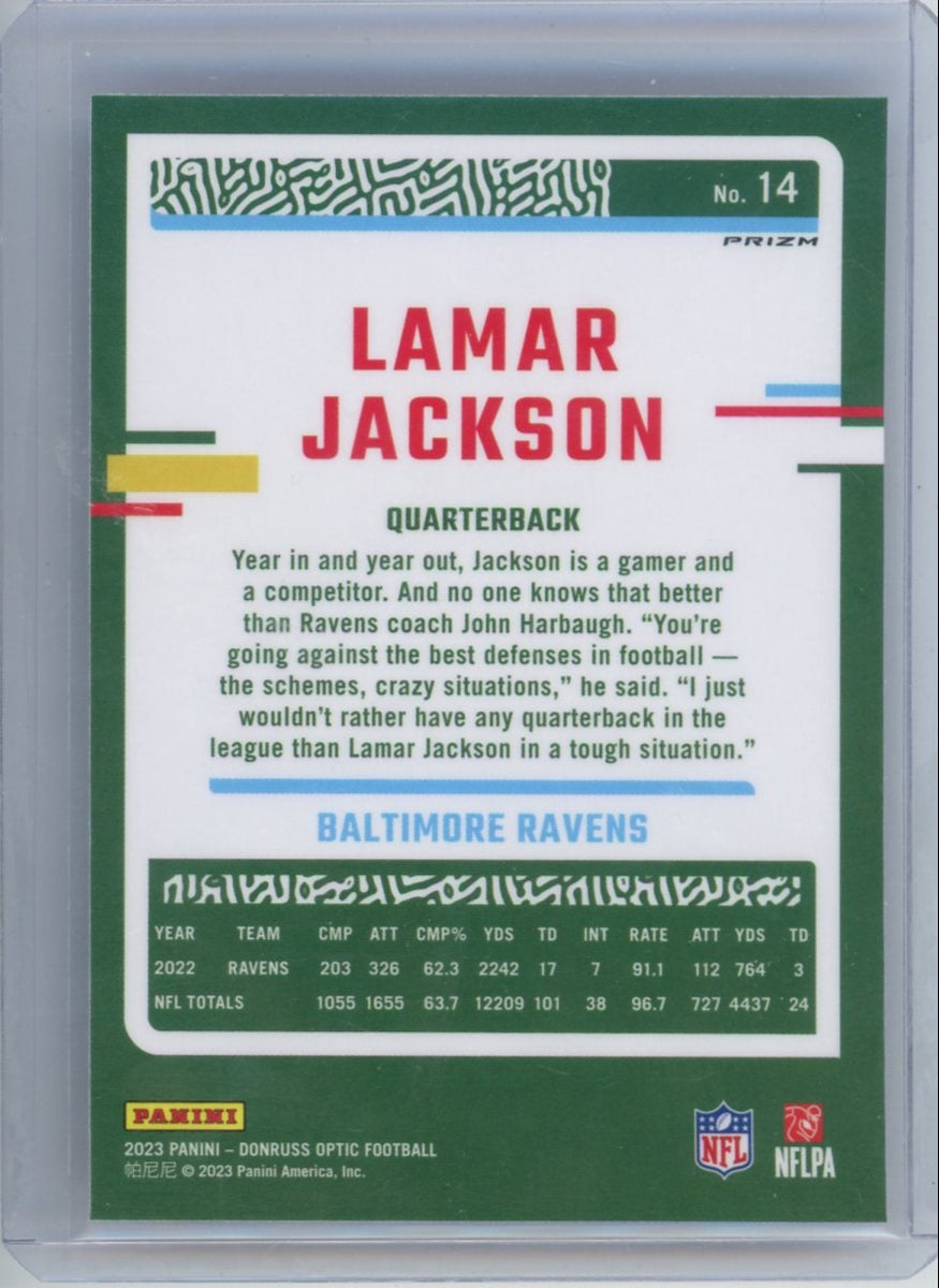 Lamar Jackson 2023 Panini Donruss Optic Fire Emoji prizm SP