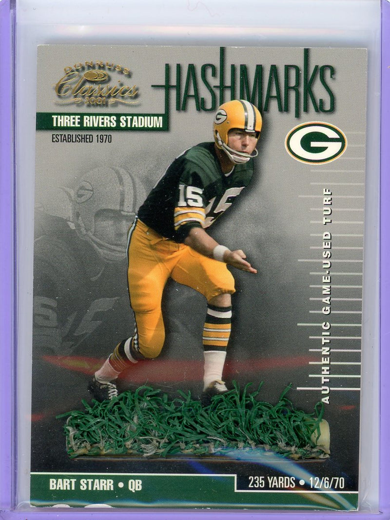 Bart Starr 2001 Donruss Hashmarks auth. game-used turf relic