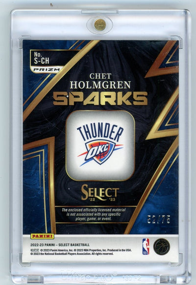 Chet Holmgren 2022-23 Panini Select Sparks Blue Rookie Relic #'d 52/75