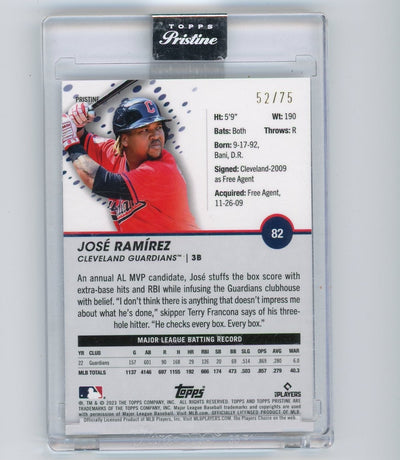 Jose Ramirez 2023 Topps Pristine encased blue pristine refractor #'d 52/75