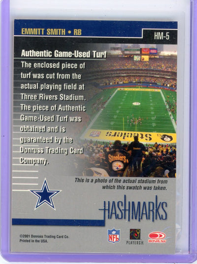 Emmitt Smith 2001 Donruss Hashmarks auth. game-used turf relic