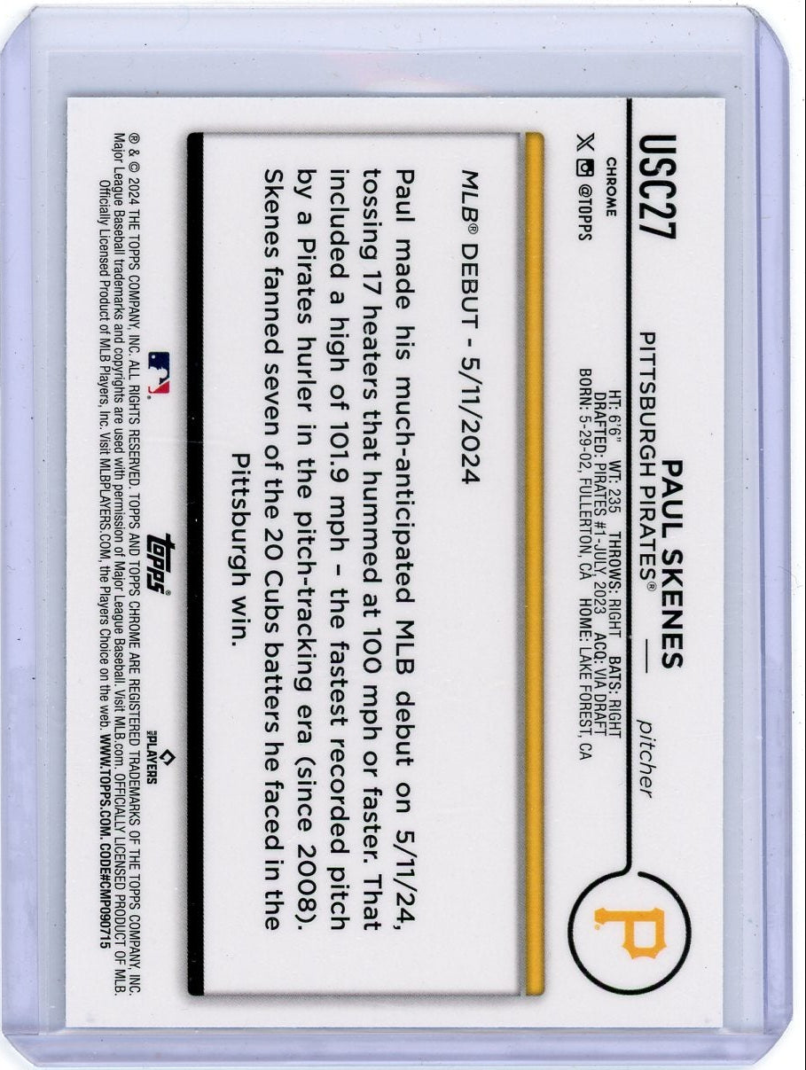 Paul Skenes 2024 Topps Chrome Update Debut rookie card #USC27