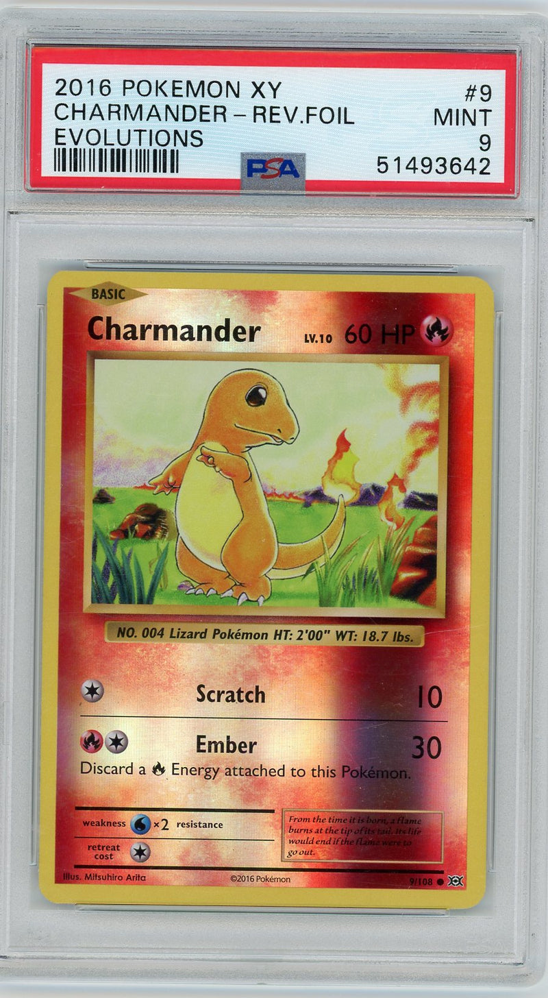 Charmander Pokémon XY Evolutions Reverse Holofoil PSA 9