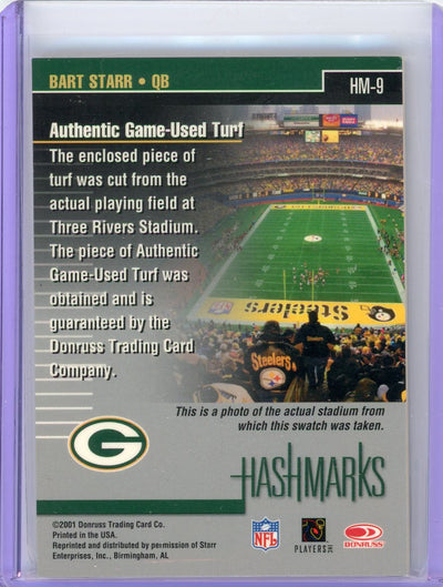 Bart Starr 2001 Donruss Hashmarks auth. game-used turf relic