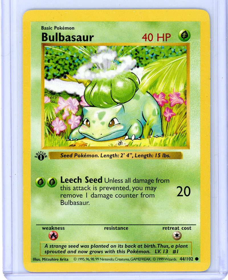 Bulbasaur 1999 Pokémon Base Set 1st Edition Shadowless 