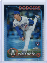 Yoshinobu Yamamoto 2024 Topps Chrome prism refractor rookie card