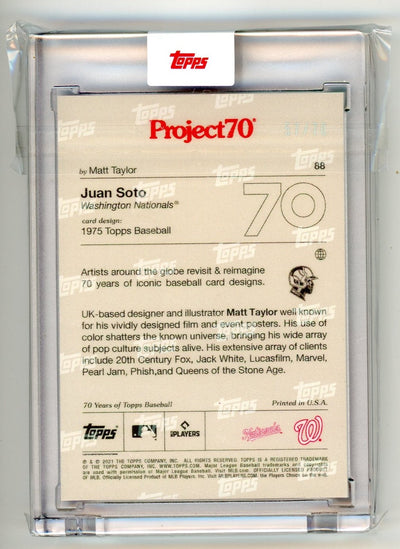 Juan Soto 2021 Topps Project70 by Matt Taylor #88 Rainbow Foil #'d 57/70