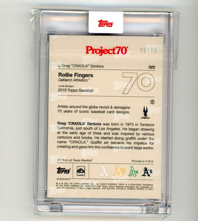 Rollie Fingers 2021 Topps Project70 by CRAOLA #322 Rainbow Foil #'d 46/70 + base card - print run: 844