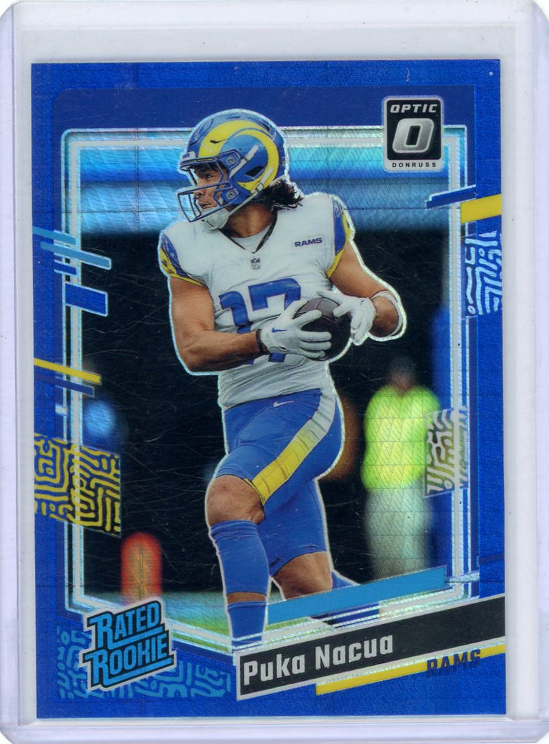 Puka Nacua 2023 Panini Donruss Optic Blue Hyper Rated Rookie