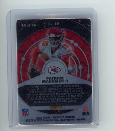 Patrick Mahomes 2022 Panini Elements Metal Card W/ Protective Coating Tungsten #'d 14/74