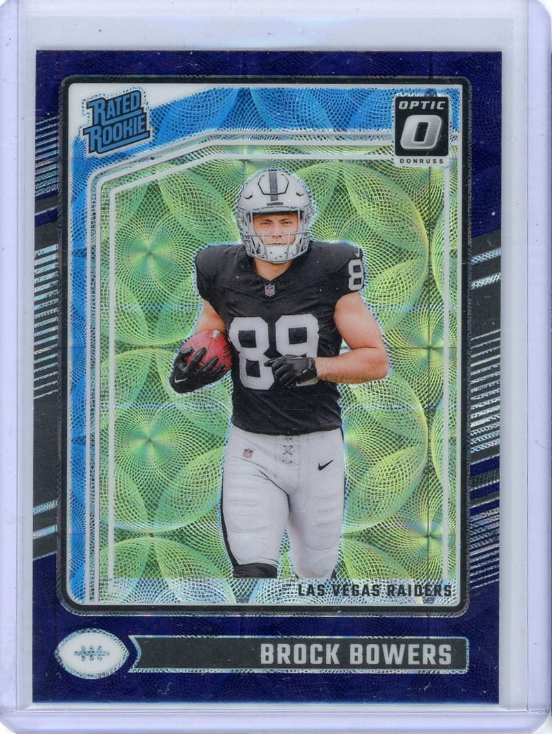 Brock Bowers 2024 Panini Donruss Optic purple shock prizm rookie card