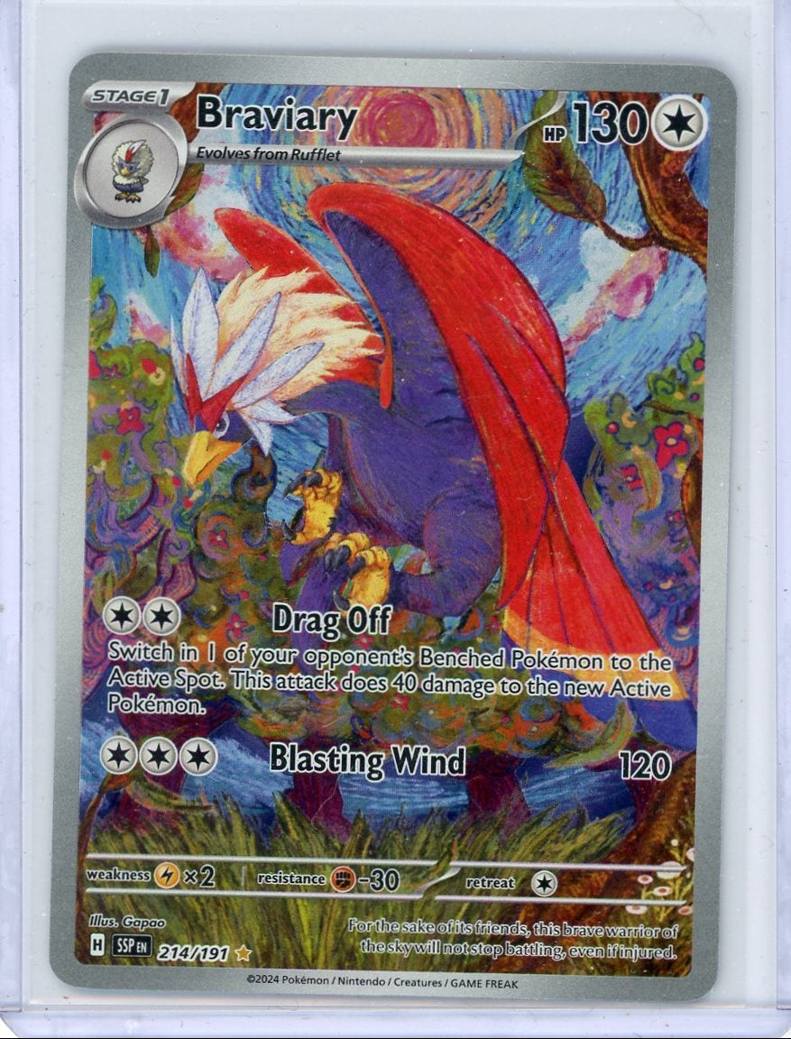 Braviary Pokemon Surging Sparks Illustration Rare Holo #214/191