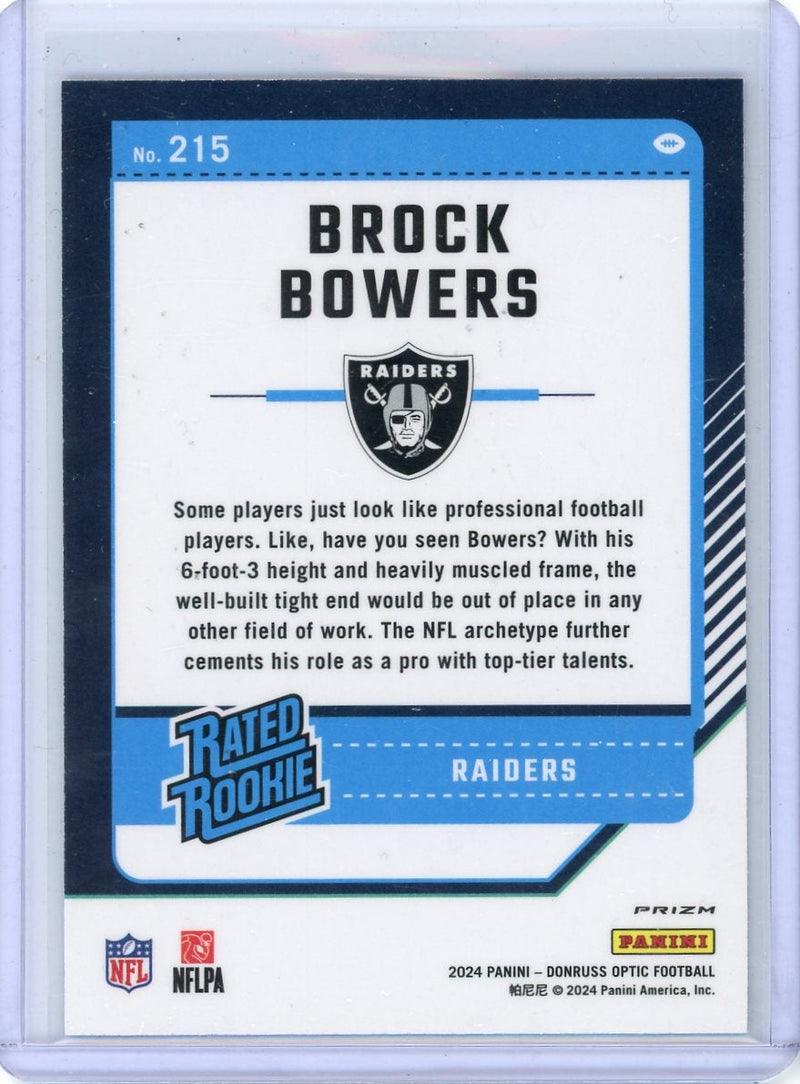 Brock Bowers 2024 Panini Donruss Optic purple shock prizm rookie card