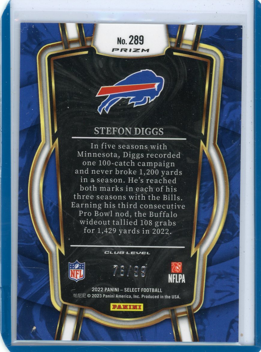 Stephon Diggs 2022 Select Club Level Blue Prizm #'d 76/99