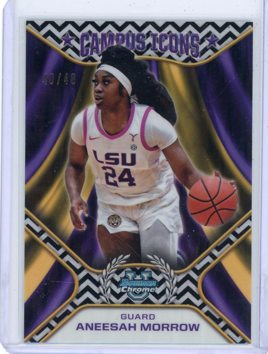 Aneesha Morrow 2025 Bowman Chrome University Campus Icons Black/White Stealth ref. #'d 40/48