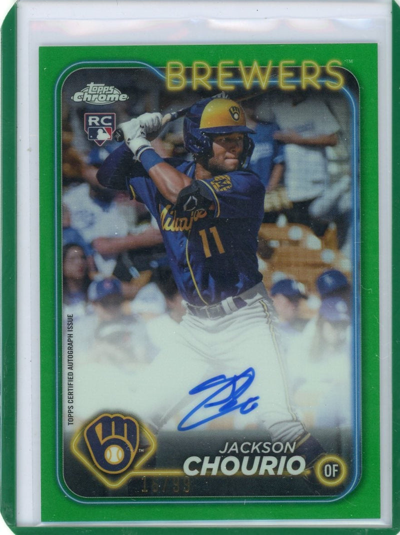 Jackson Chourio 2024 Topps Chrome autograph green refractor rookie card 